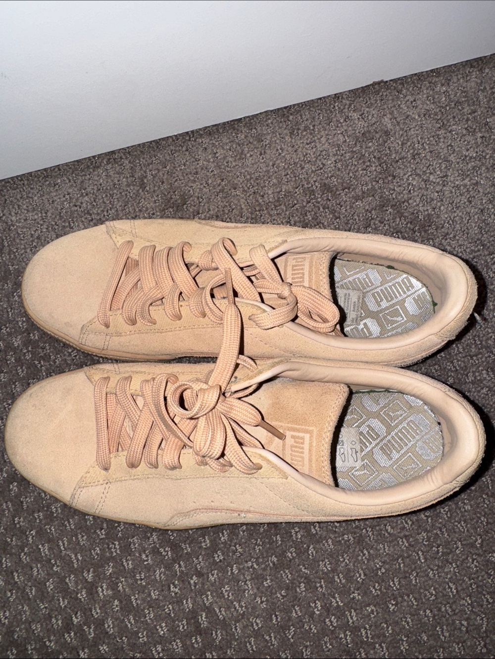 Mens Puma Suede Platform Sneakers in Light Tan - Picture 4 of 5